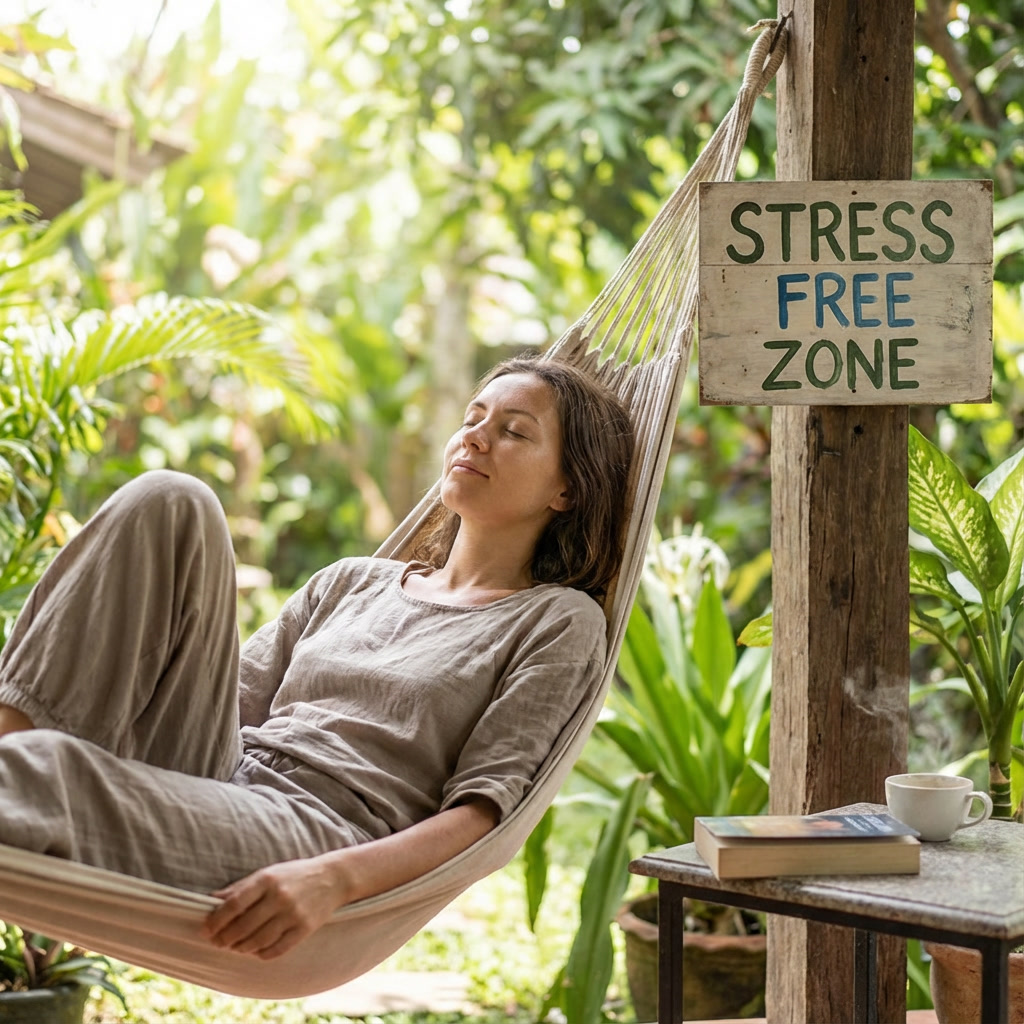 gemini image 2_i_want_an_image_of_a_woman_in_a_stress free_zone_with_a_sign_that_says_stress_fr 0_6086142c f58c 483a 82bb 75e9151b6ddf